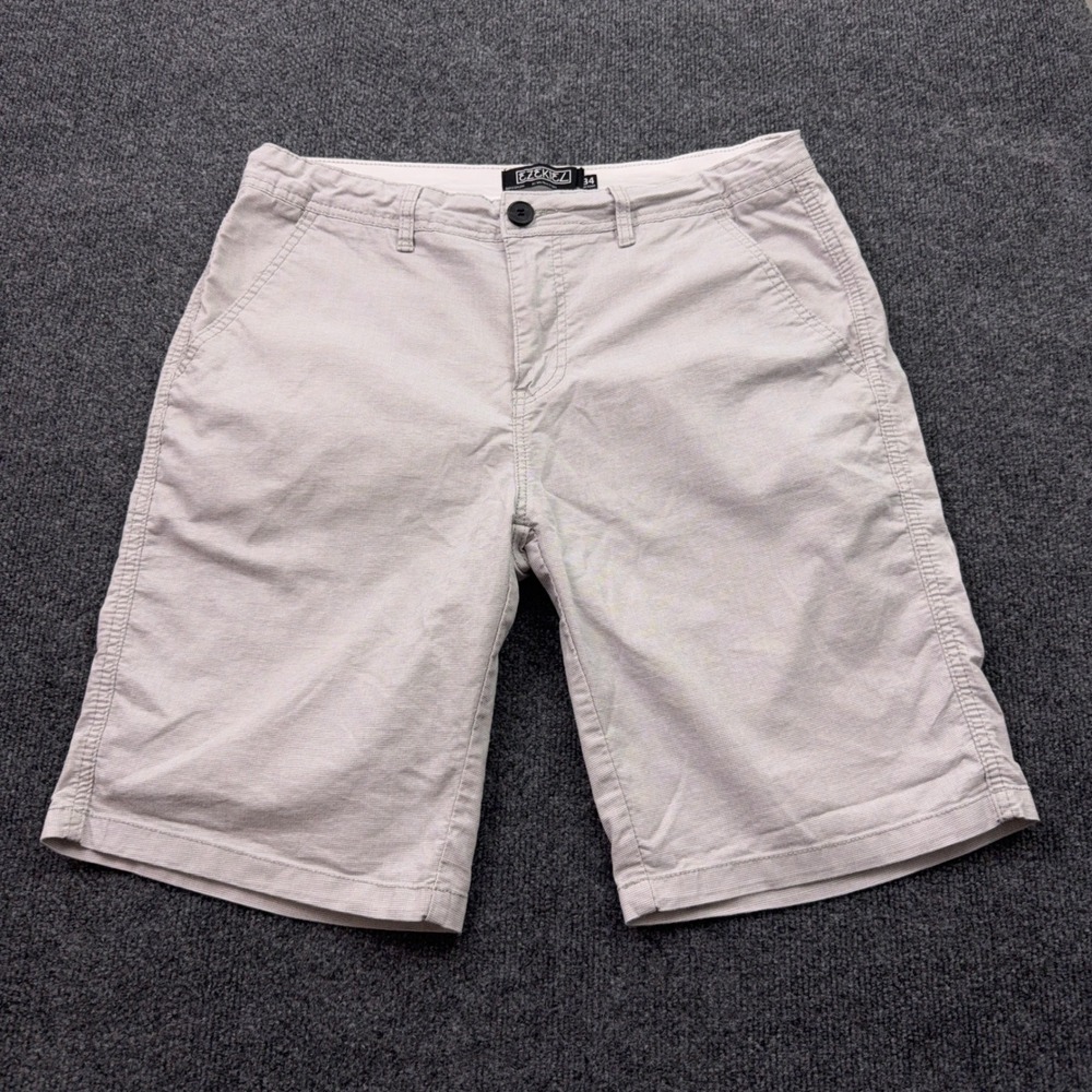 Ezekiel Chino Shorts Mens 34 Grey Micro Pattern Cotton Blend Stretch EW161121FL